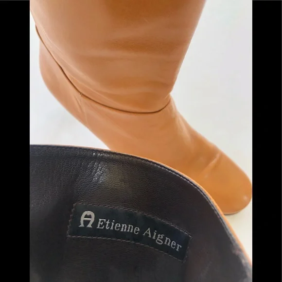 Etienne Aigner vintage camel mid boots leather 6 - Picture 4 of 6